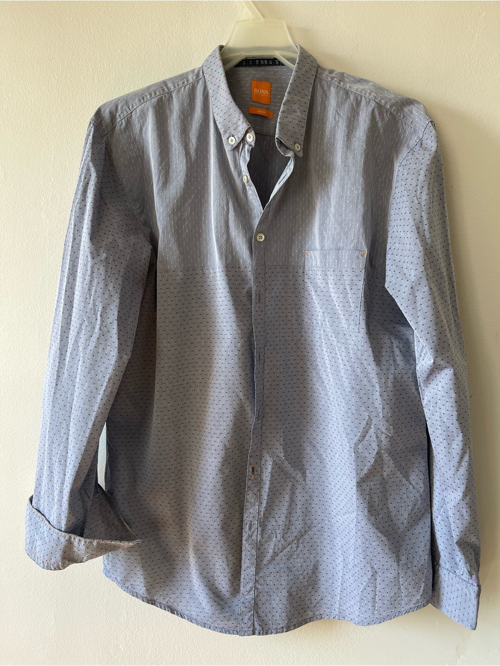 Boss Light Blue Mini-Dot Button-Up Dress Shirt